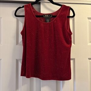 R&K Evening Wear Women's Sz 6 Holiday Christmas Festive Velour Sparkly Tank Cami